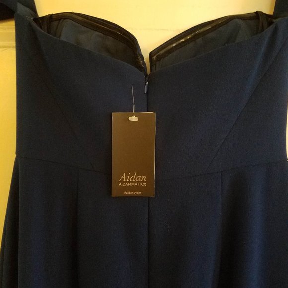 Aidan Mattox Column Crepe Gown with Arm Cuffs - Picture 6 of 7